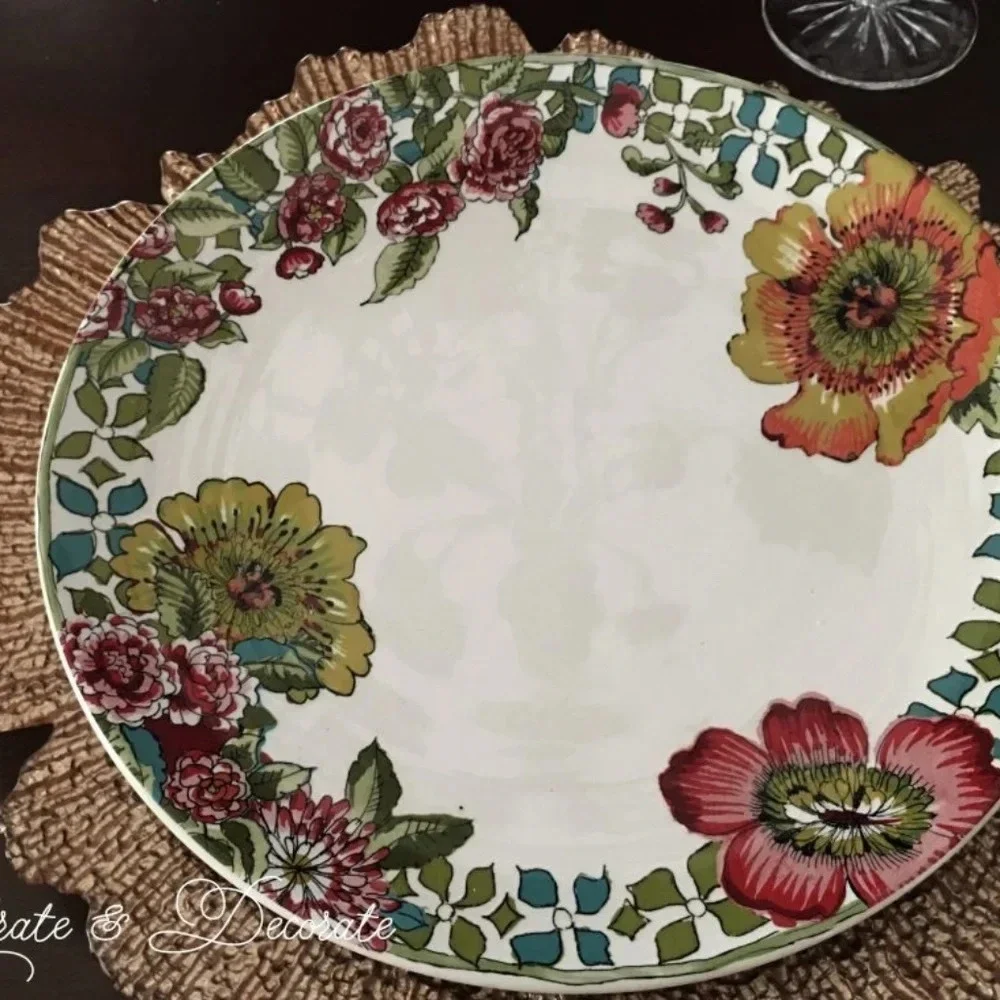 WORLD MARKET  Porcelain FLOWER BLOOMS DINNER PLATE